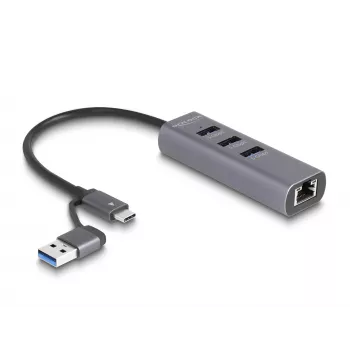 Estação de acoplamento e replicador de portas para portátil DeLOCK 64282 com fios USB 3.2 Gen 1 (3.1 Gen 1) Type-C cinzento (64282)