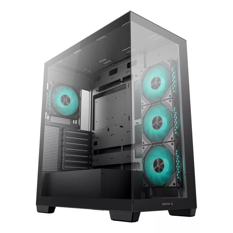 Caixa de PC DeepCool CG580 4F Midi Tower — ATX/ITX/MicroATX, vidro temperado, ventoinhas 3×120mm+1×120mm, 2×3,5 polegadas & 2×2,5 polegadas, USB-A×2 USB-C×1, preto