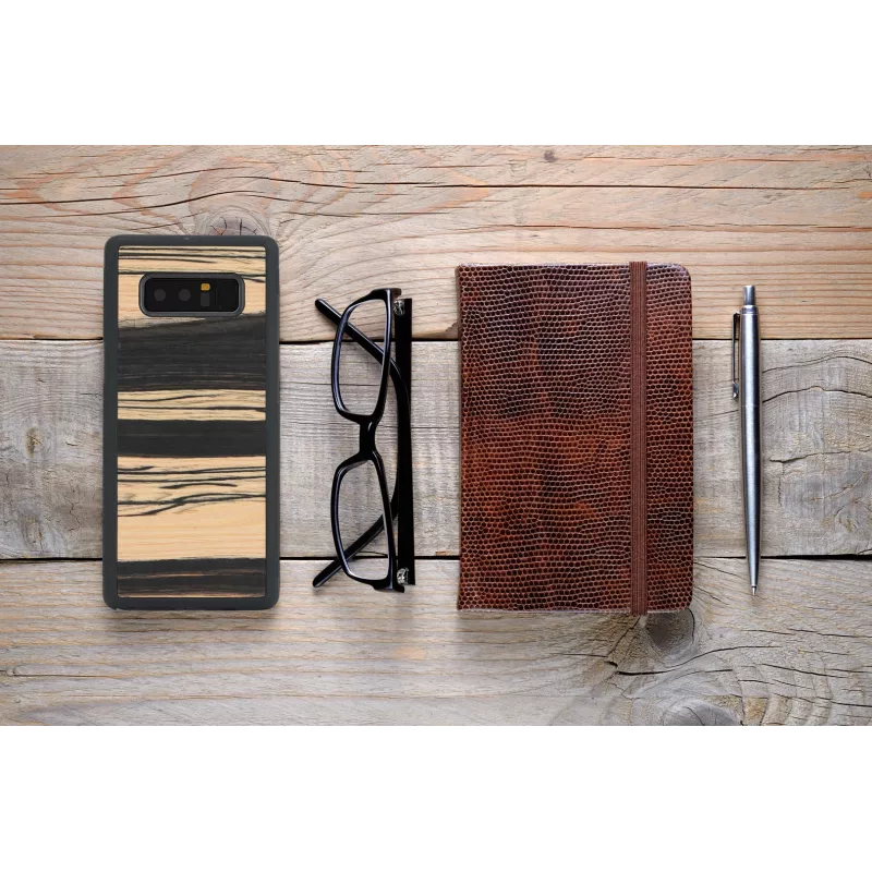Capa para smartphone man and wood para Samsung Galaxy Note 8 — ébano branco acabamento preto