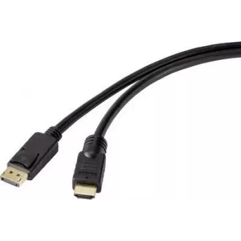 Renkforce Cabo de ligação DisplayPort / HDMI 20,00 m RF-4596876 Contactos das fichas com banho de ouro Preto [1x ficha DisplayPort - 1x ficha HDMI] (RF-4596876)