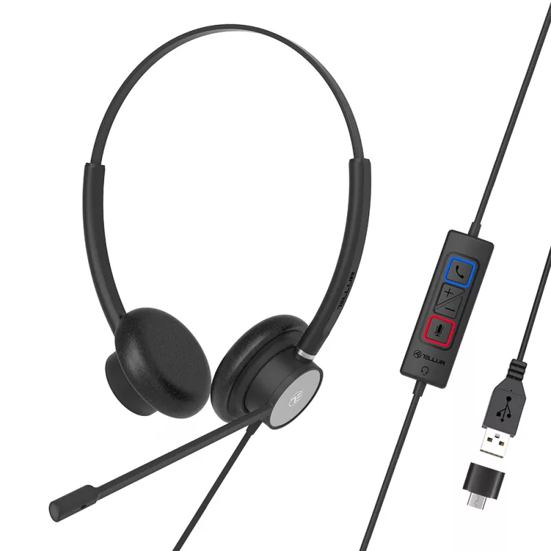 Headset com fios Tellur Voice 320 binaural preto