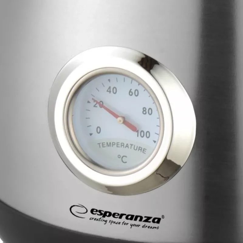 Chaleira ESPERANZA EKK029 — 1,7 L, 2200 W, aço inoxidável e plástico preto