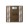 Balança de pessoa eletrónica Medisana BS 552 — cor prateada com superfície de bambu, máx. 180 kg, precisão de 100 g, Bluetooth, IMC, composição corporal