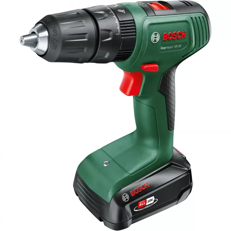 Berbequim de impacto sem fios EasyImpact 18V-38 (verde/preto, bateria de iões de lítio 2,0Ah, mala de transporte, POWER FOR ALL ALLIANCE)