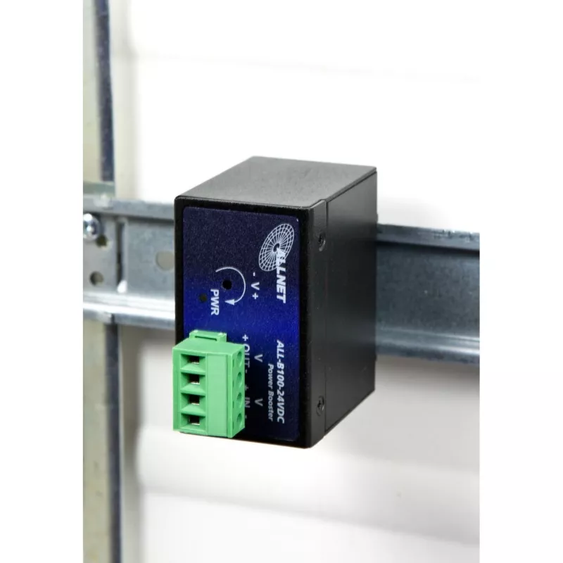 Power booster DC-DC ALLNET ALL-B100-24VDC: entrada 24VDC para saída 48–55VDC, até 95W