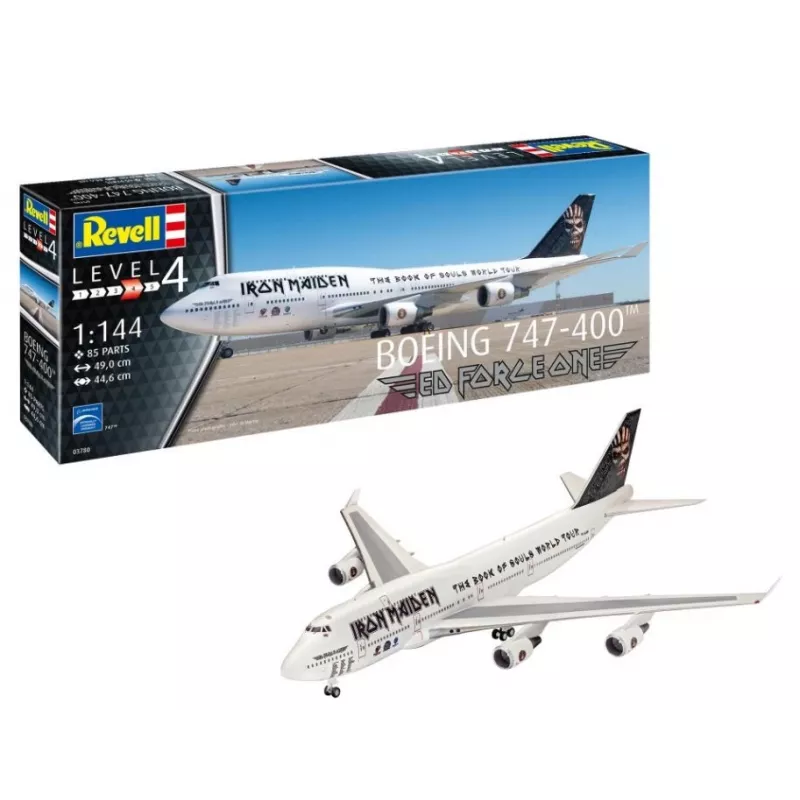 Revell 03780 Boeing 747-400 Iron Maiden Ed Force One escala 1:144 kit de montagem em plástico não pintado/não montado