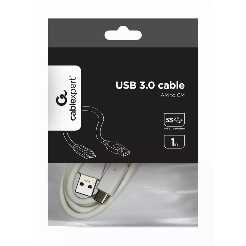 Cabo de dados USB Gembird USB A para USB C 1 m, USB 3.2 Gen 1, branco