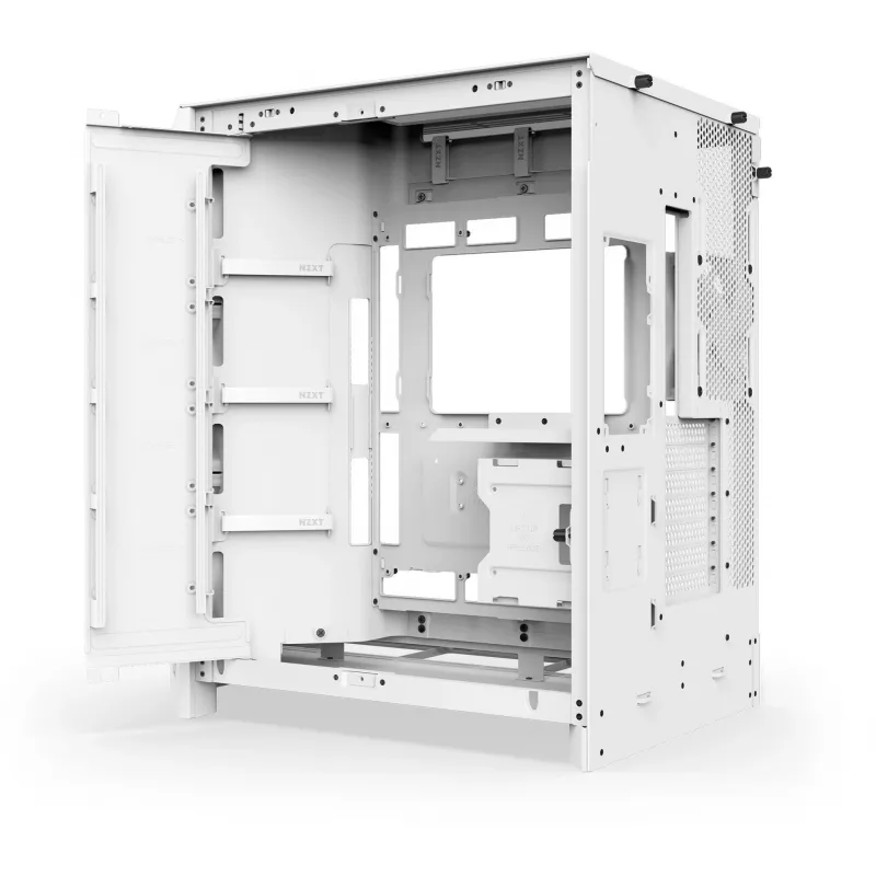 Caixa de PC NZXT H9 Flow Midi Tower branca – ATX/EATX/Micro ATX/Mini-ITX, 3x140mm à frente, 1x120mm atrás, 2x3,5 polegadas e 6x2,5 polegadas baías, vidro temperado