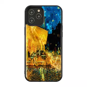 Capa de proteção iKins para Apple iPhone 12 / 12 Pro – preto, design Café Terrace