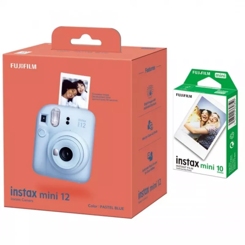Fujifilm | Máquina Instax Mini 12 + Instax Mini Glossy (pack de 10) | azul-pastel | 800