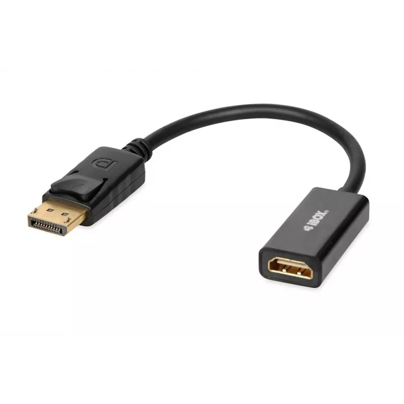 Adaptador de cabo DisplayPort para HDMI IBOX iadp4k — DisplayPort (macho) para HDMI (fêmea), ficha reta, suporte 4K, prateado