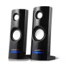 Altifalantes para PC com fios 2 vias Audiocore AC860, 2.0 canais, 4 W RMS, alimentação USB, entrada de 3,5 mm, preto