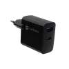 Carregador com fios para dispositivos móveis NATEC NUC-2145, 65 W, USB-C PD 3.0 + QC 3.0, 1x USB-C, 1x USB-A, 110–240 V, preto