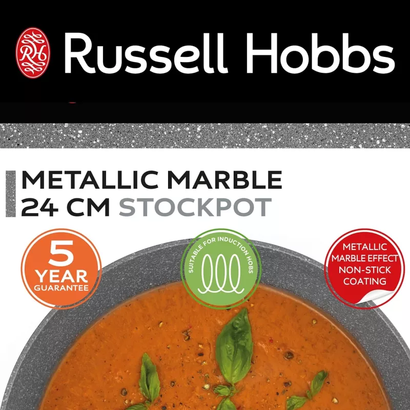 Panela Russell Hobbs RH02809EU7 24 cm Metallic Marble, panela robusta