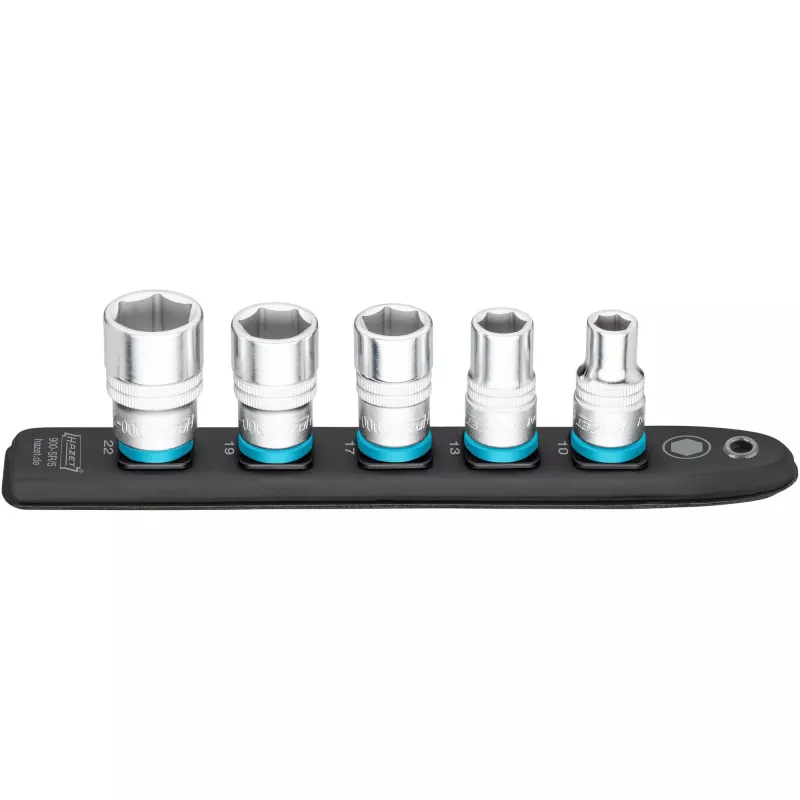 Conjunto de chaves de caixa Hazet 900-SR/5 encaixe 1/2 polegadas chaves de caixa sextavadas SW 10–22, 5 peças