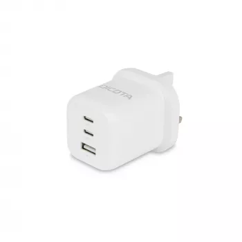 Fonte de alimentação Dicota - compacta, GaN - 65 Watt - 5 A - PD 3.0 - 3 portas de saída (2 x USB-C, USB)