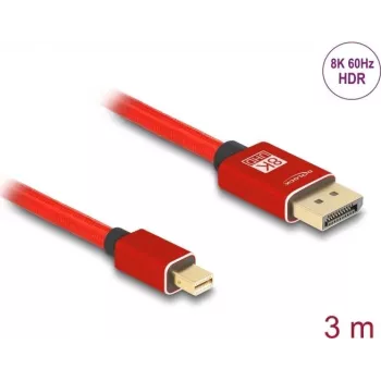 Cabo DeLOCK Mini DisplayPort para DisplayPort 8K 60 Hz 3 m vermelho metal