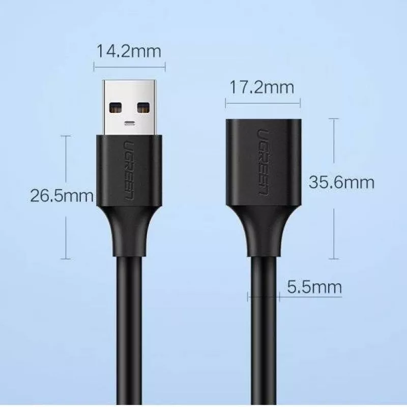 Adaptador de extensão Ugreen USB 3.0 (fêmea) para USB 3.0 (macho) 2 m (preto)