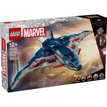 Conjunto de construção LEGO Quinjet 76325 — Marvel, 1131 peças, 5 minifiguras, para 12+, 280×450×300 mm