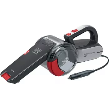 Aspirador de mão Black & Decker PV1200AV — limpa estofos a seco, 12 V, 0,44 L, 12,5 W, cabo de 5 m, cinzento/vermelho
