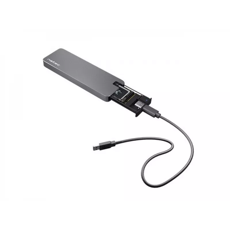 Natec Rhino NKZ-1953 caixa para SSD M.2 NVMe, USB-C 3.2 Gen 2 10 Gbps, M.2 2230/2242/2260/2280, até 2 TB, alumínio