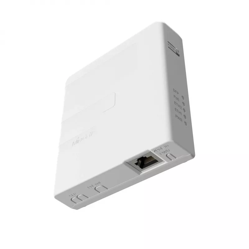 Injetor PoE MikroTik GPEN21 com SFP, Gigabit Ethernet (10/100/1000 Mbps), entrada de 12–57 V DC, branco