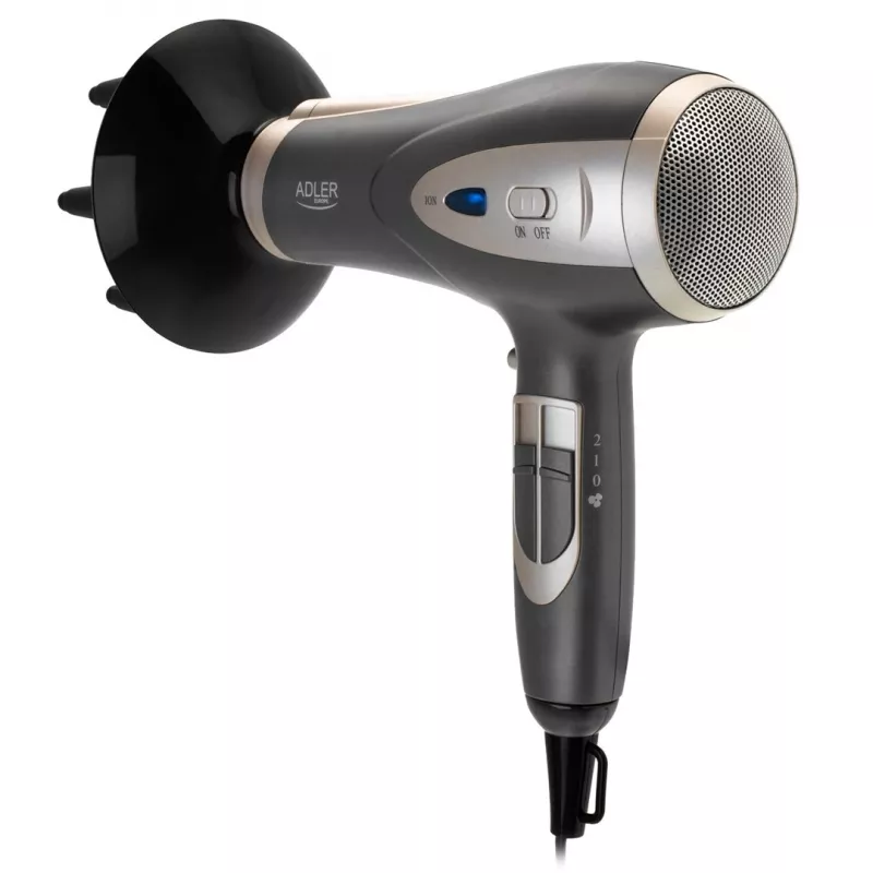 Secador de cabelo Adler AD 2248gc 2200W — iónico, 2 velocidades, 3 temperaturas, jato frio, difusor, concentrador, cabo de 1,8 m