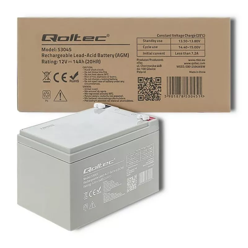 Qoltec 53045 Bateria AGM 12V 14Ah