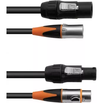 EUROLITE DT-2 DMX IP T-Con cabo DMX de 3 m, XLR de 3 pinos, resistente às intempéries