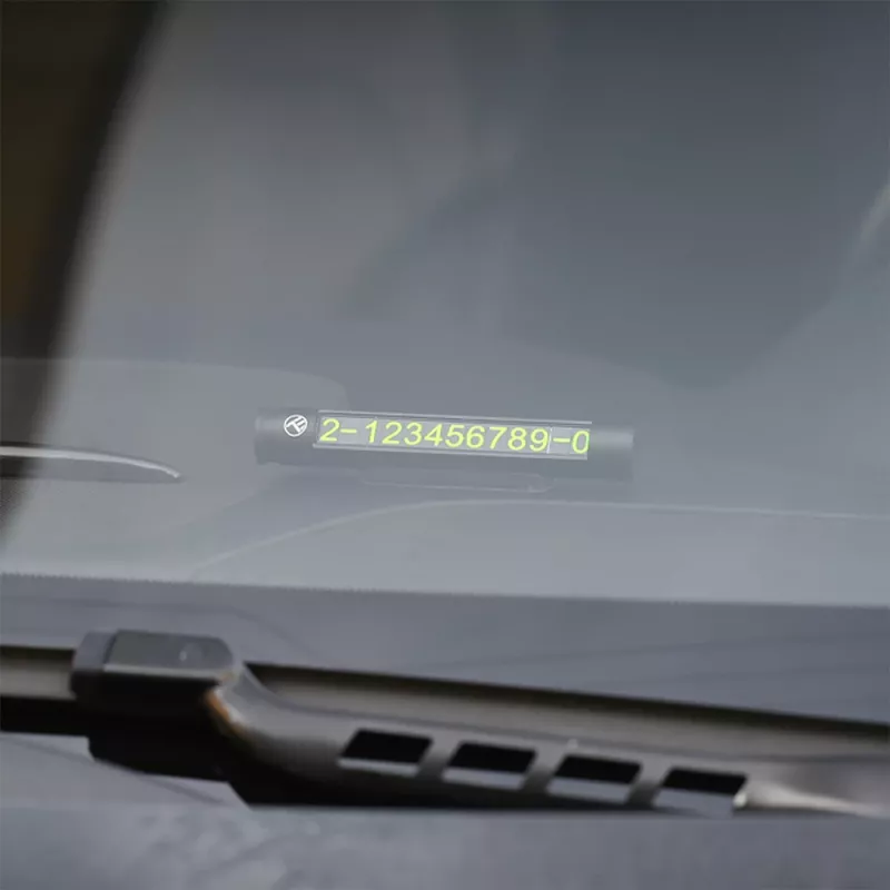 Cartão de estacionamento temporário Tellur TLL171251 – preto metálico, mostra dois números de telefone