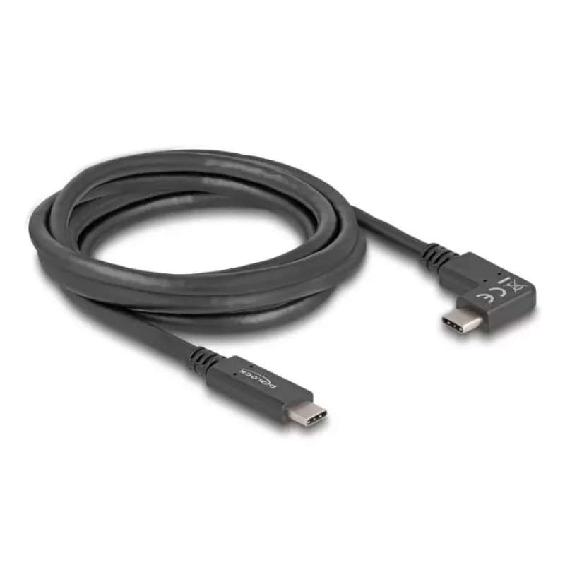 Cabo USB DeLOCK conector USB Type-C macho para conector USB Type-C macho angular 2 m 5 Gbit/s 4K PD 60 W
