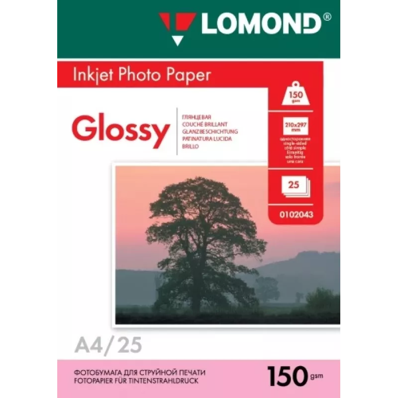 Papel de tinta a jato para fotografia Lomond brilhante 150 g/m² A4, 25 folhas