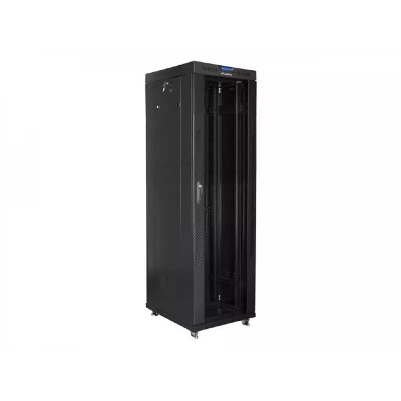 Lanberg FF01-6842-12BL armário rack de chão de 19 polegadas 42U, 600x800 mm, porta de vidro, LCD, IP20, para montagem, preto