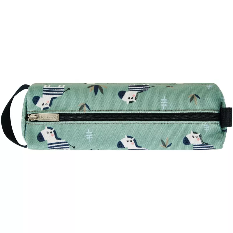 Estojo de lápis macio Herlitz Quattro Crazy Zebra poliéster preto verde branco 215x70x80 mm
