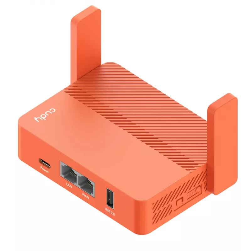Router portátil Cudy AC1200 (TR1200) – Laranja, alimentação por rede, 1x RJ-45 LAN/WAN, USB 2.0