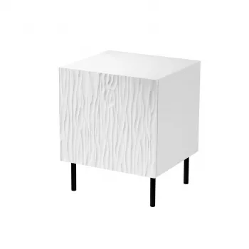 Mesa de cabeceira Cama Meble JUNGLE 53,5×40,5×44 cm branco mate, MDF e aglomerado, pernas pretas, conjunto de 2