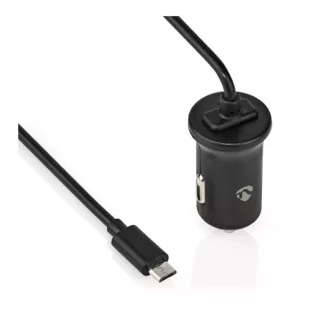 Nedis carregador de automóvel 12 W 1x 2,4 A - Número de saídas: 1, cabo Micro USB (fixo), saída de tensão única