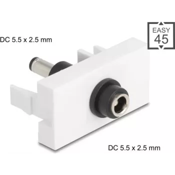 Módulo de extensão de alimentação DC DELOCK Easy 45 — conector fêmea DC 5,5×2,5 mm para conector macho DC 5,5×2,5 mm — Modelo 90865