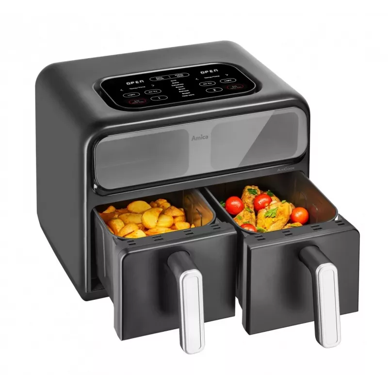 Fritadeira de ar dupla Amica AFM 7020, 8 L, 2400 W, preta