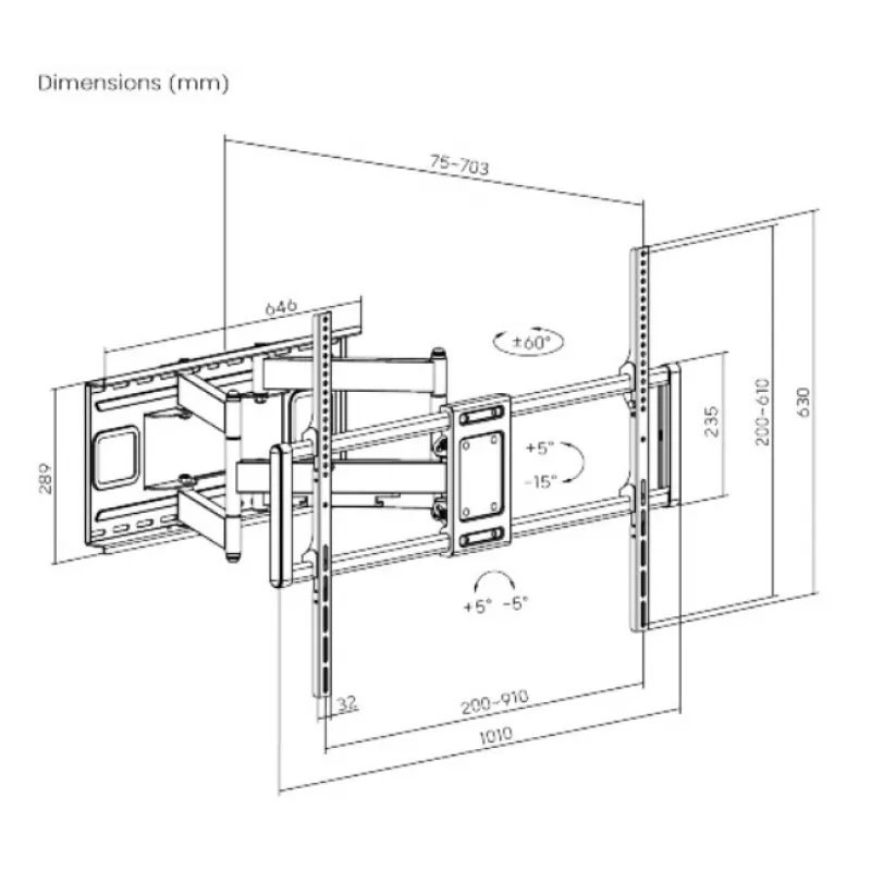 Suporte de TV Gembird WM-120 pc(s)-01 3,05 m (120) preto