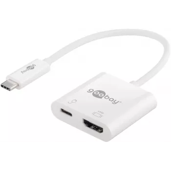 Adaptador multiporta Goobay USB-C™ HDMI, branco, 0,145 m - expande um dispositivo USB-C™ com uma porta HDMI™ (62110)