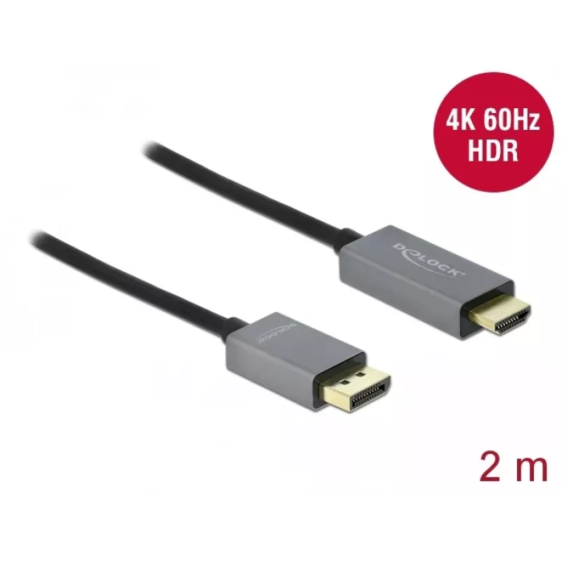 Cabo DisplayPort para HDMI DeLOCK Ativo 1.4 4K 60Hz 2m