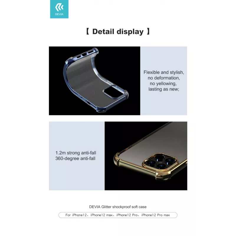 Capa protetora macia Devia para iPhone 12 mini — resistente a impactos, azul