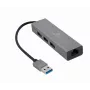 Gembird A-AMU3-LAN-01 adaptador USB-A para Gigabit LAN com hub USB 3.0 de 3 portas, preto