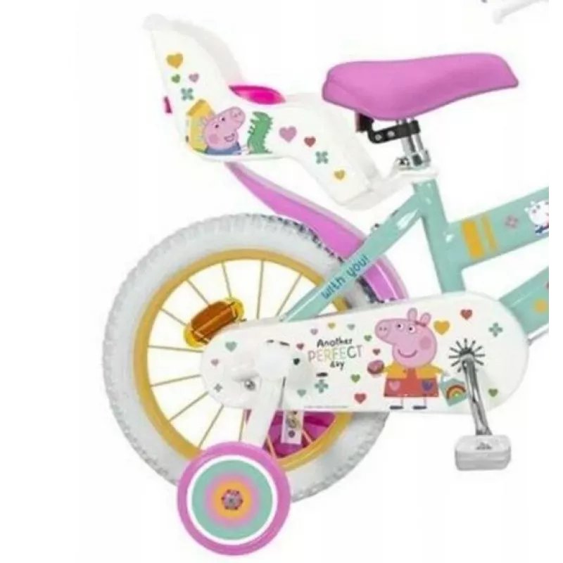 Bicicleta infantil Toimsa 12” Swinka Peppa verde – roda de 12 polegadas, transmissão de entrada, compatível com rodinhas