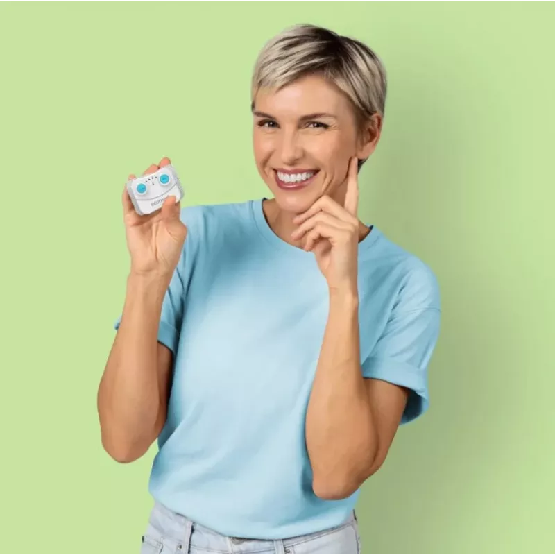 Eletroestimulador Medisana TT-10E TENS sem fios recarregável — 5 programas, 10 níveis de intensidade, 2 elétrodos (74×55 mm)