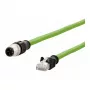 METZ CONNECT - Cabo de rede - M12 (4 pinos) (B) para RJ-45 (S) - 5,0 m - 6,5 mm - SF/FTP - CAT 5e - sem halogéneos, sem patilhas, condutor flexível, corrente de tração, codificação D - Verde (142M1D15050)