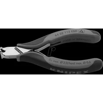 KNIPEX KN 64 02 115 ESD - Alicate de corte frontal para eletrónica ESD, 115 mm, polido espelhado (64 02 115 ESD)