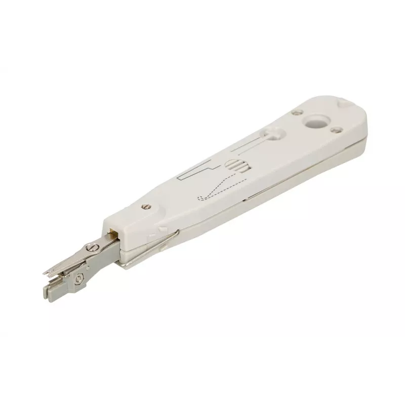 Ferramenta de inserção Krone Extralink NT-T002, lâmina em aço temperado, cabo em plástico, função de bloqueio, cinzento/branco