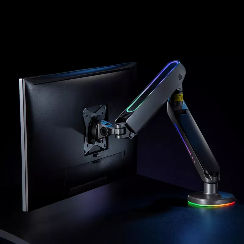 Suporte para monitor gaming NanoRS 17-32 com iluminação LED RGB suporte de mesa altura ajustável giratório inclinável máx. 9 kg VESA 75x75 / 100x100